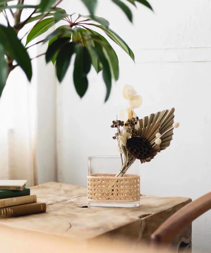 Hyacine Rattan Clear Vase