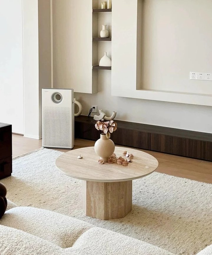 Calynda Hexagonal Travertine Table