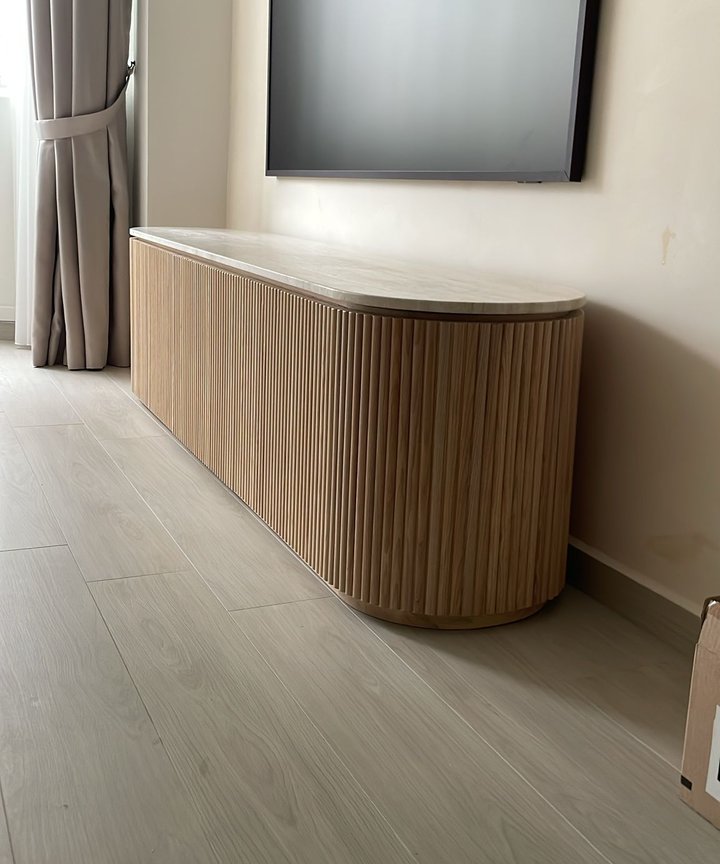 Falisse Travertine Fluted TV Console