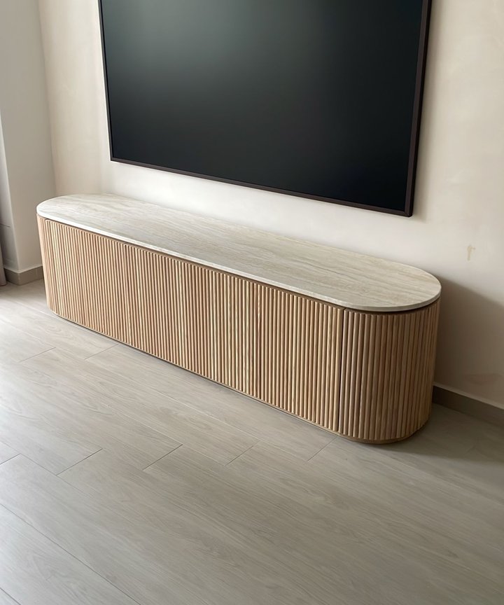 Falisse Travertine Fluted TV Console