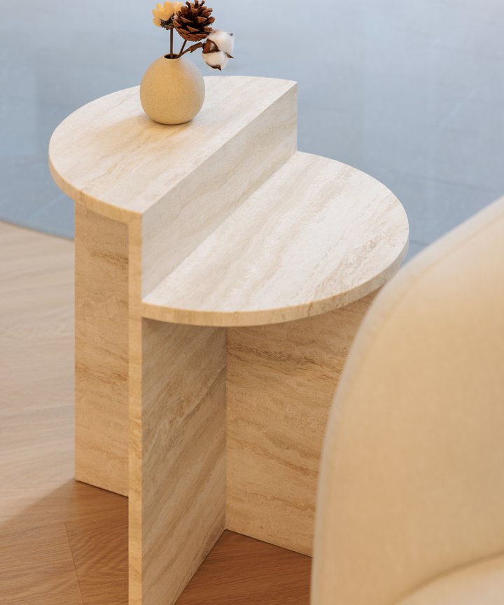 Vendella Travertine Side Table