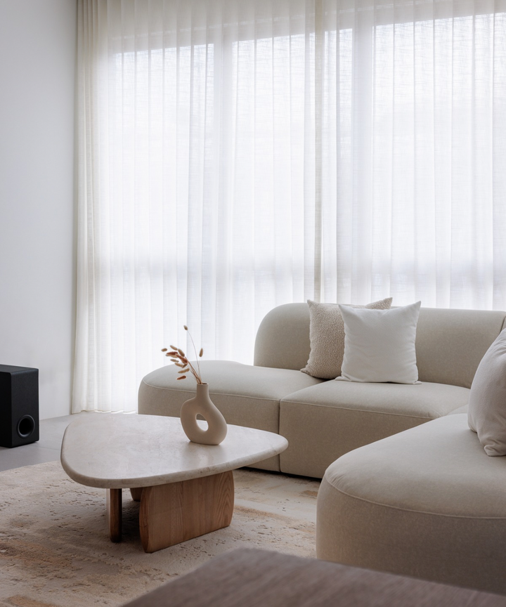 Calliope Travertine Coffee Table - Rounded Triangle