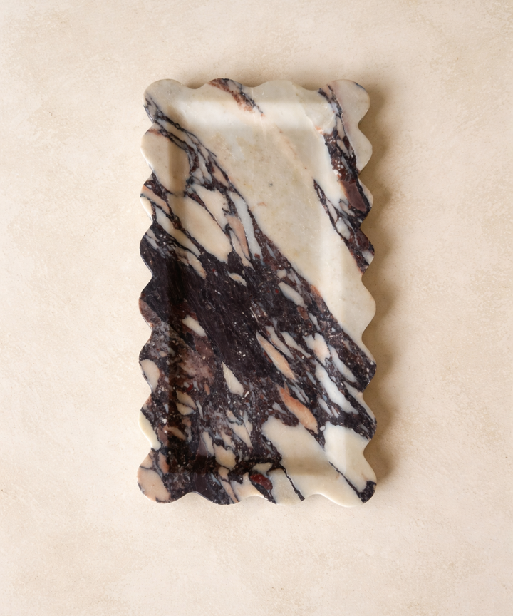 Graciela Scalloped Tray - Italian Calacatta Viola