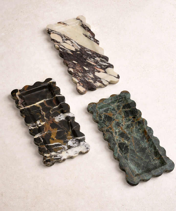 Galilahi Scalloped Tray - Rainforest Green Marble