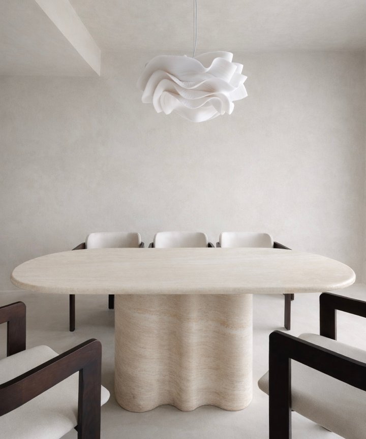 Carlyn Travertine Dining Table - Wavy Base