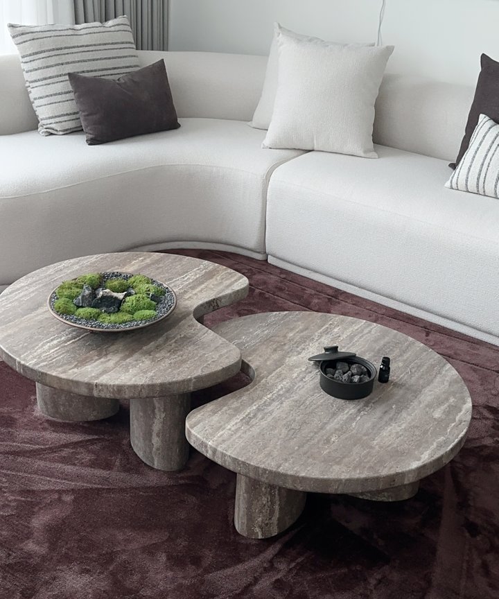 Calanthe Travertine Coffee Table - Moon Phase