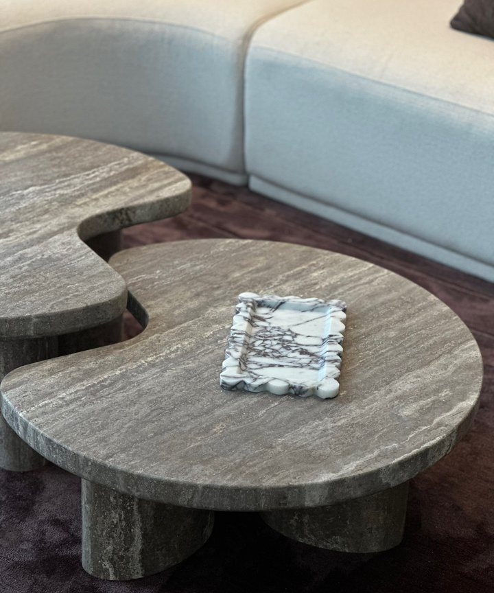 Calanthe Travertine Coffee Table - Moon Phase
