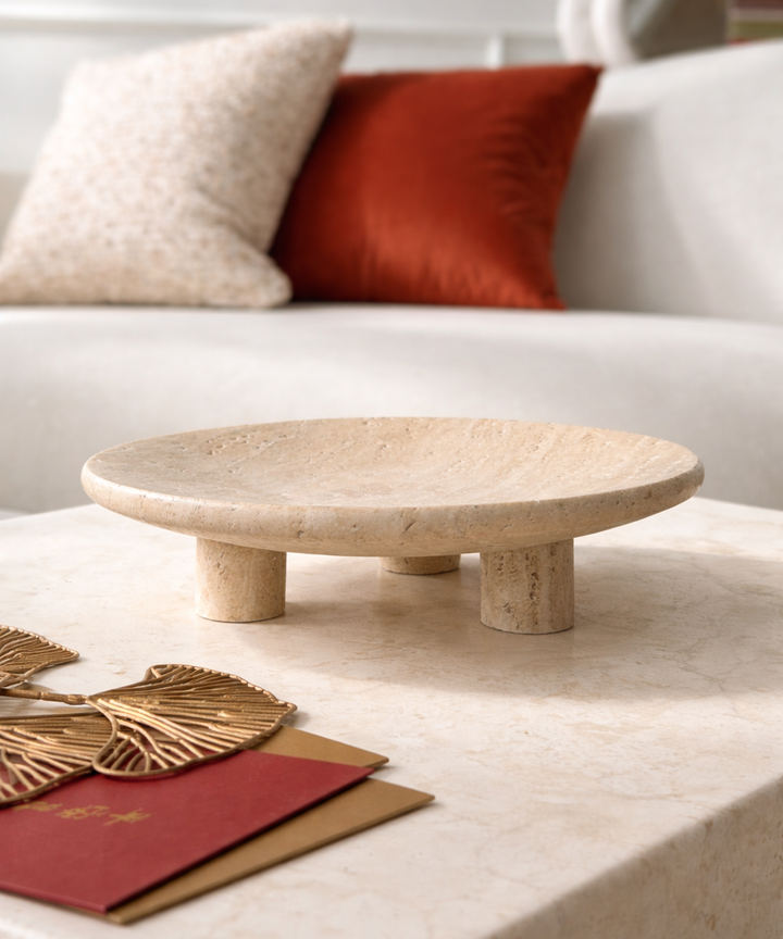 Indira Travertine Bowl - Three Legged