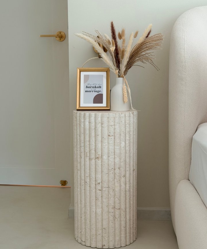 Celine Limestone Fluted Plinth - Cylindrical