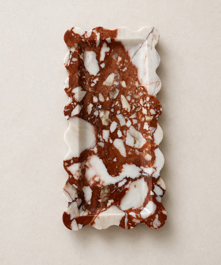 Garnet Scalloped Tray - Calacatta Red