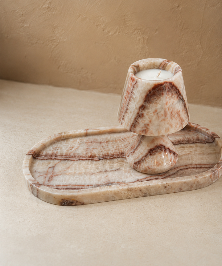Guinevere Scalloped Tray - Red Dragon Onyx