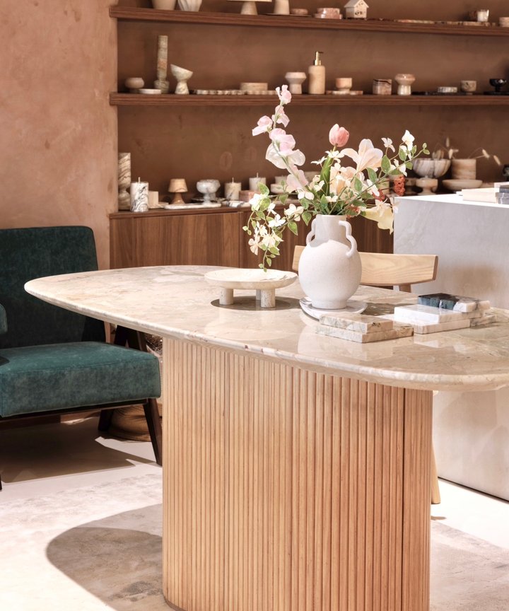 Concordia Marble Dining Table - Storage Base