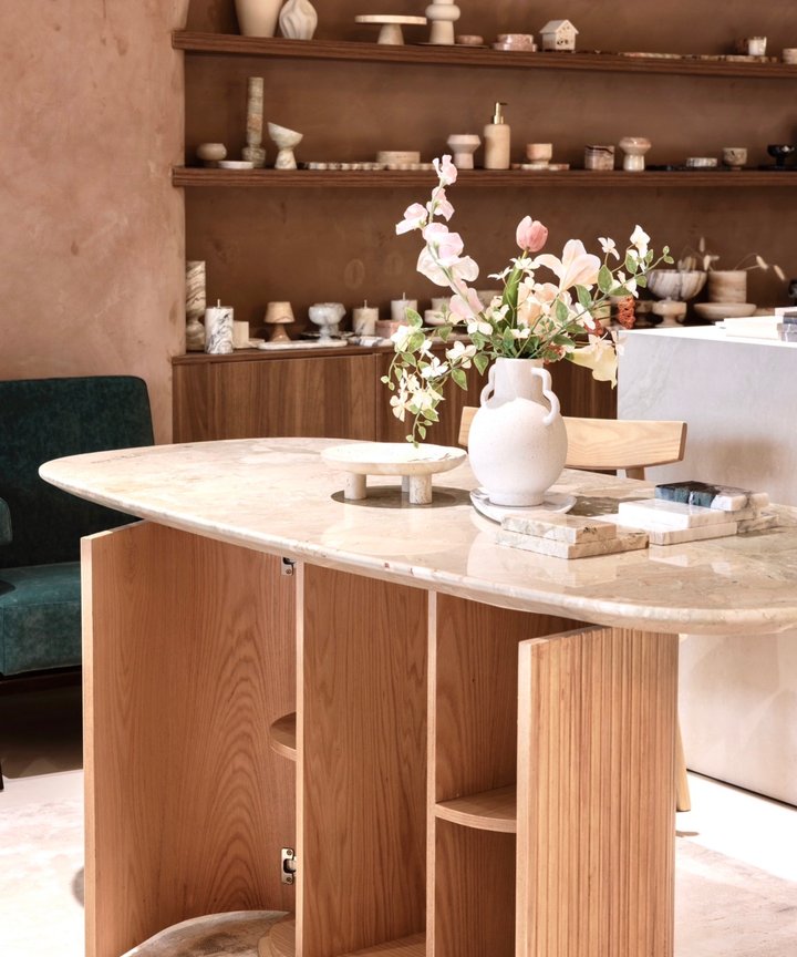 Concordia Marble Dining Table - Storage Base