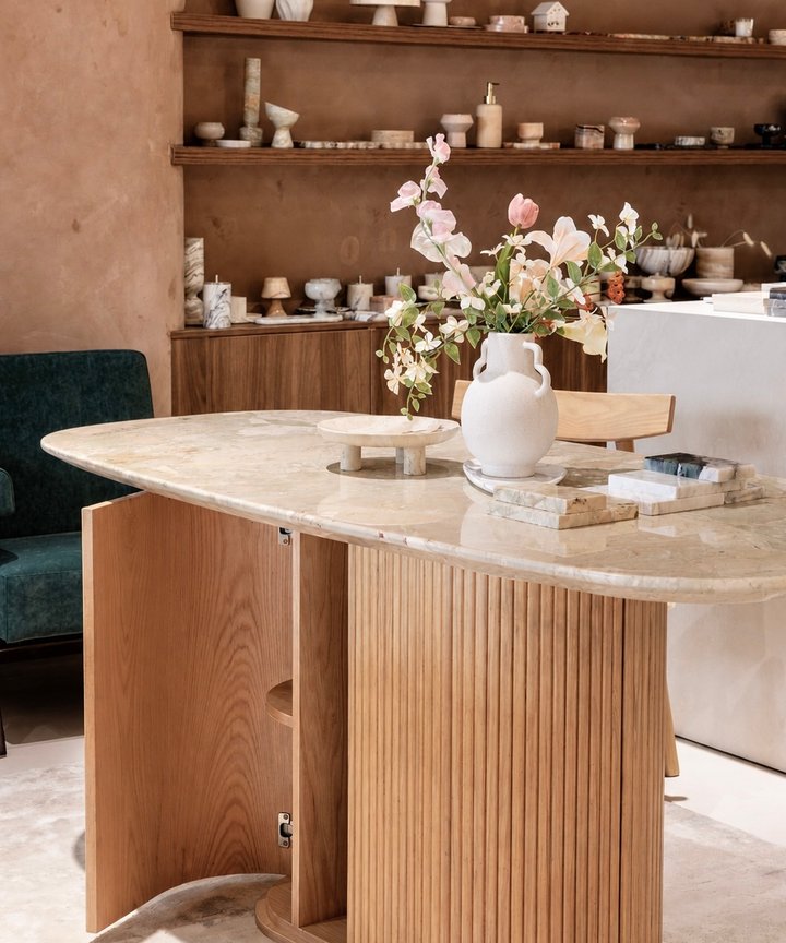 Concordia Marble Dining Table - Storage Base