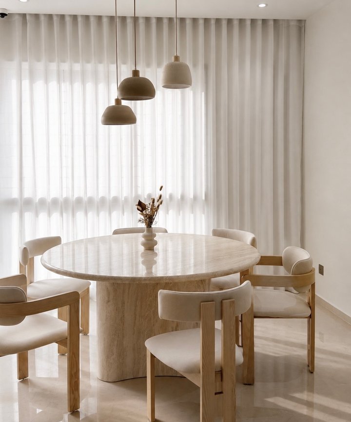 Chevonne Travertine Dining Table - Wave