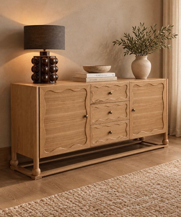 Odelia Solid Wood Wavy Sideboard